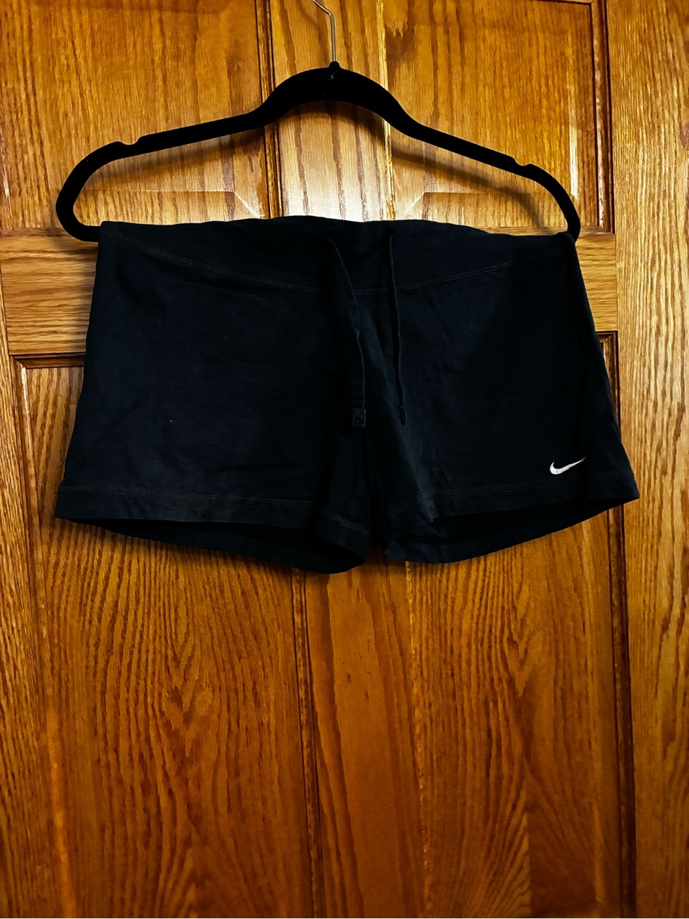 Nike Black Women's Athletic Shorts with White Swoosh